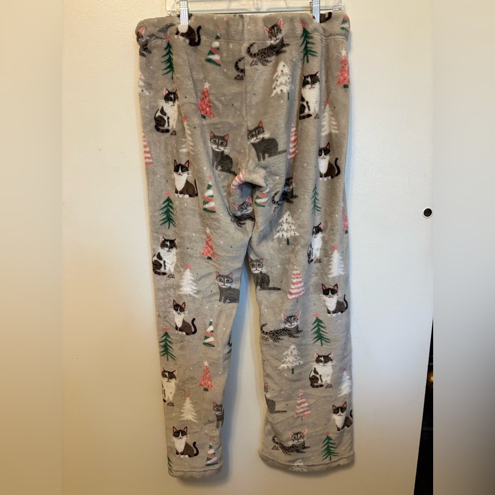 Women's Cat Print Pajama Pants - Gray